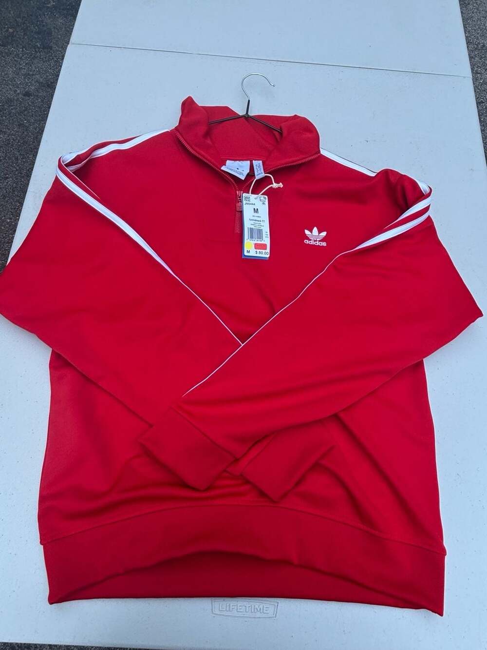 Adidas Originals Men's Adicolor Funnel Neck 1/4 Zip Track Top Jacket Red Medium